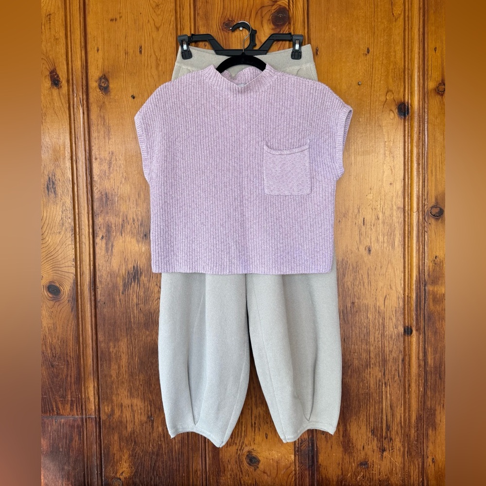 Free People Lavender Top and Gray Pants Set